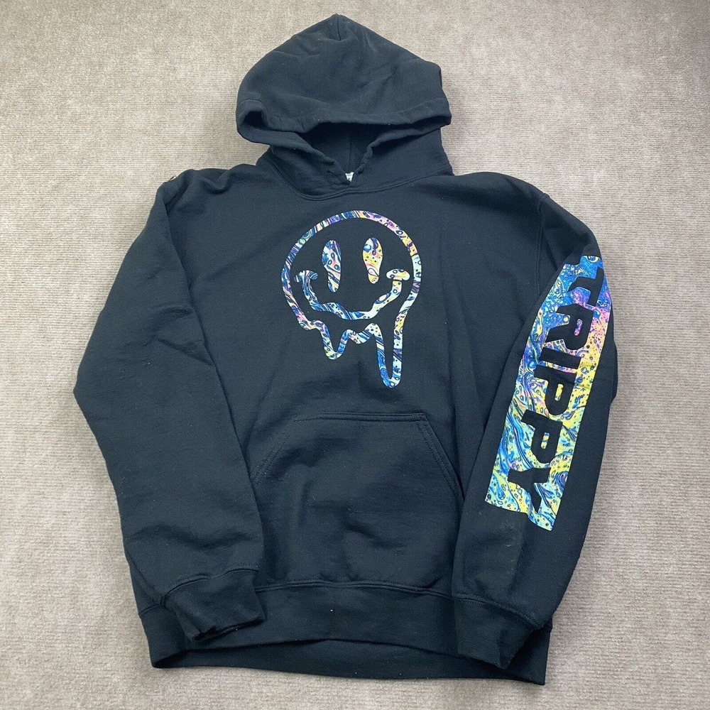 Popular Poison Graphic Print Neon Designer Hoodie Tie-Dye Trippy 420 Small